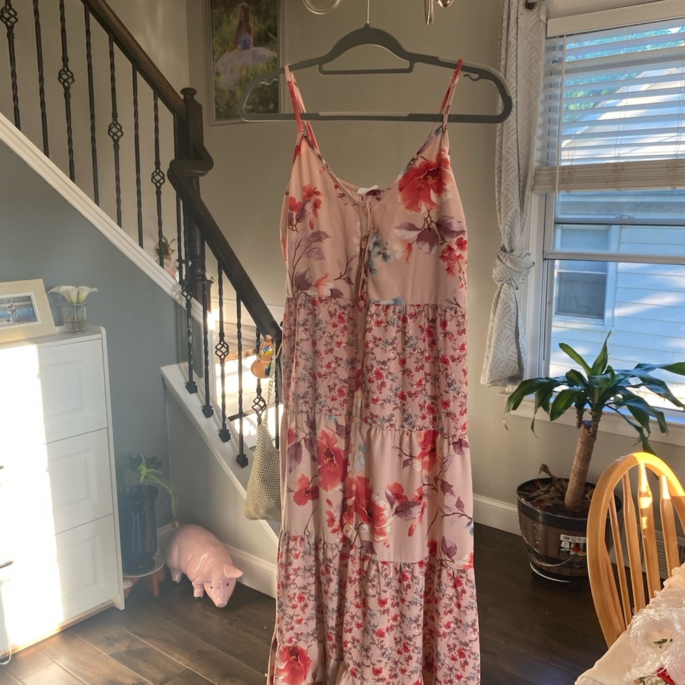 Red and Pink Sleeveless Sundress for Wedding Guests